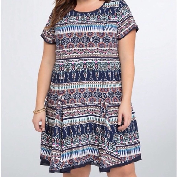 torrid Dresses & Skirts - Torrid Multi Print Challis Tee Dress 2X NWT Boho Print 10457835